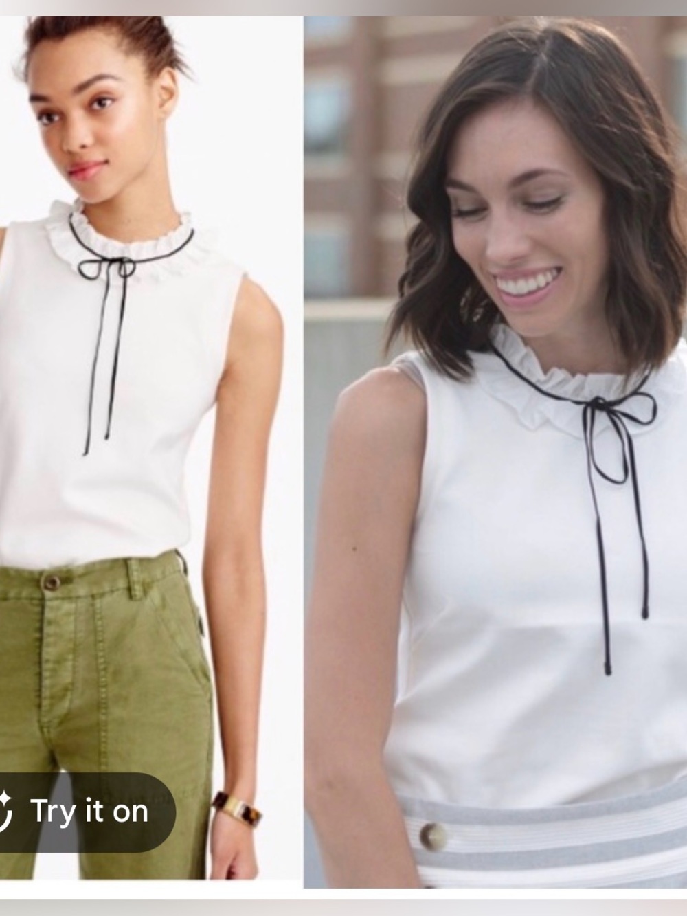 J. Crew White Ruffle Tie-Neck Sleeveless Top in Ponte EUC